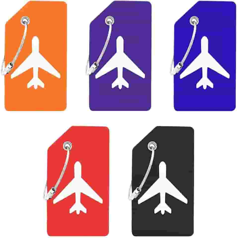 Pacote com 5 etiquetas de silicone para bagagem, etiquetas de identificação para malas e viagens para localizar rapidamente a mala de bagagem (multicolorido