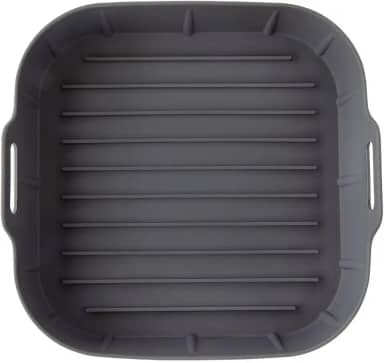 Forma de Silicone Para Airfryer Forno Quadrada Com Alça19x19cm Reutilizável Para Fritadeira Elétrica, Cinza