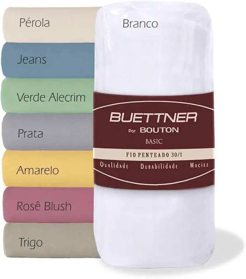 Lençol de Baixo com Elástico Avulso Casal Liso Malha Penteada 100% Algodão Fio 30/1 Basic Trigo Buettner 1,38x1,88m