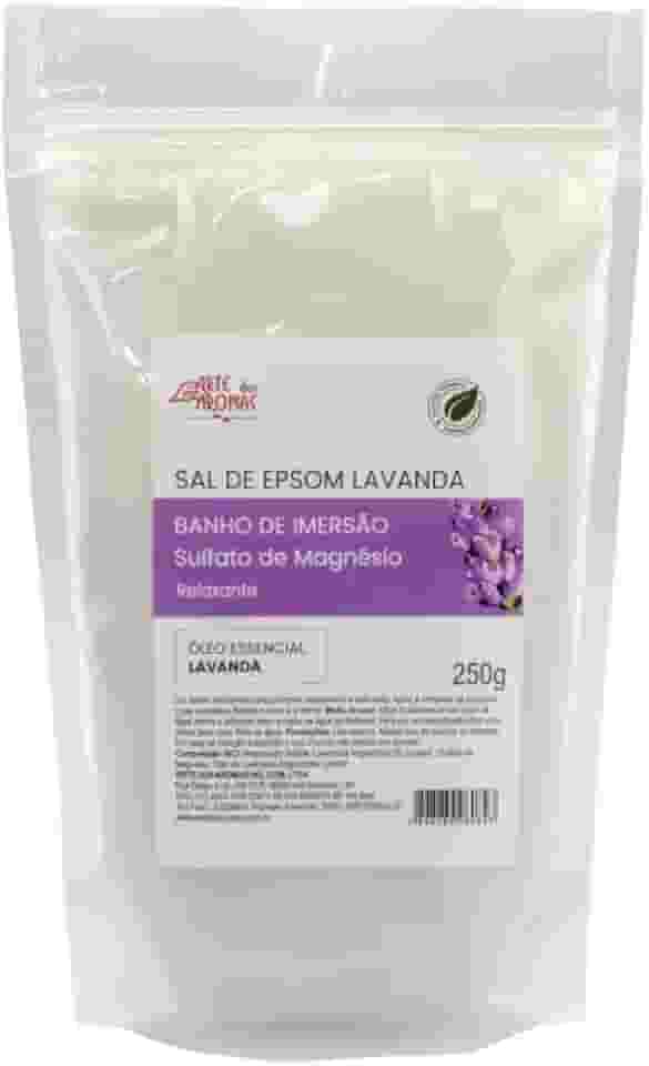 Sal de Epsom Lavanda, Banho de Imersão, Sulfato de Magnésio, Óleo Essencial, Arte dos Aromas 250g