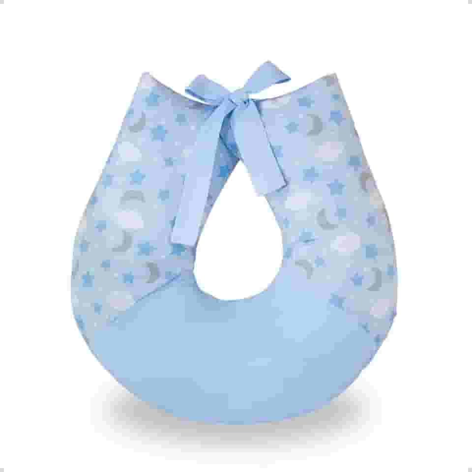 Almofada Para Amamentação Bebe Travesseiro Amamentar (Estrela e Lua Azul)