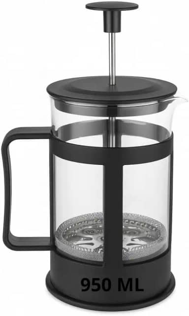 Cafeteira Prensa Francesa 950ml Vidro Borossilicato Manual Inox Café Encorpado Chá Espuma de Leite Pressca Cremeira Portátil Elegante Resistente Alta Temperatura Limpeza Fácil Sustentável