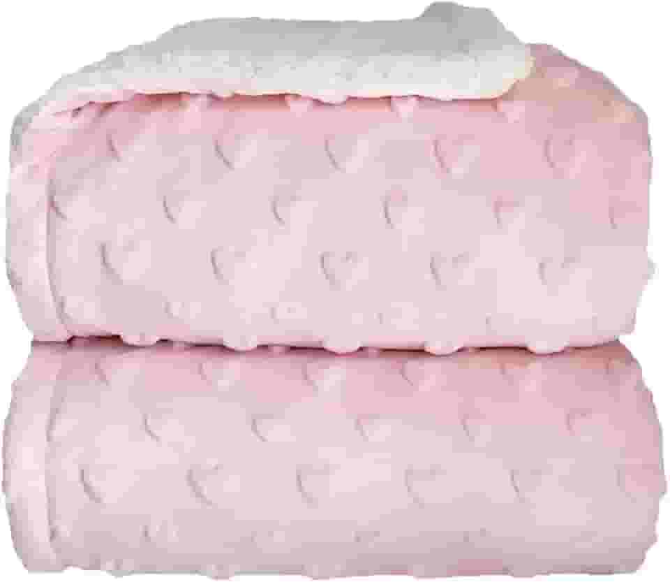 Cobertor Donna Laço Bebê Plush com Sherpa Hearts (Rosa Bebê)