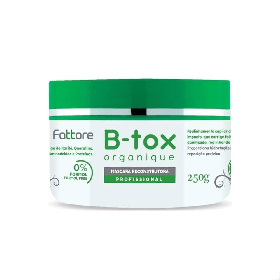 Máscara Capilar Reconstrutora Sem Formol B-tox Organique Fattore Anti frizz 250g