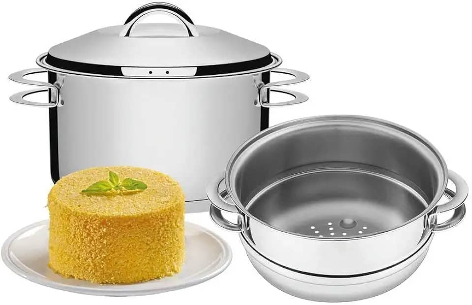 Cuscuzeira Fundo Triplo com Alças, Tramontina, Solar 65500300, Inox, 16 cm