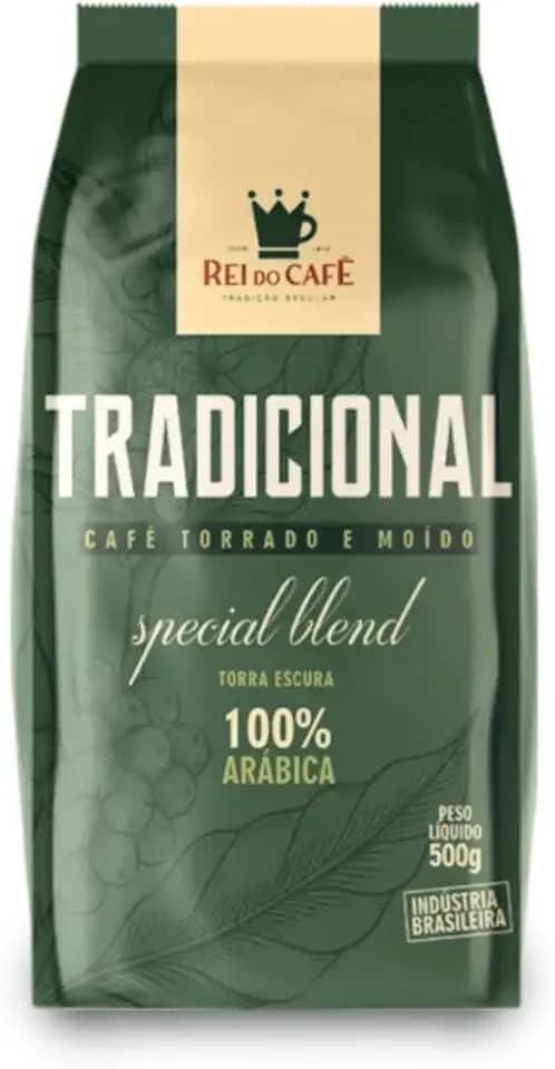Café Moido Tradicional Torrado 500g REI DO CAFE 100% Arábica Alta Mogiana Torra Escura Cafeteria Tradicional de Santos