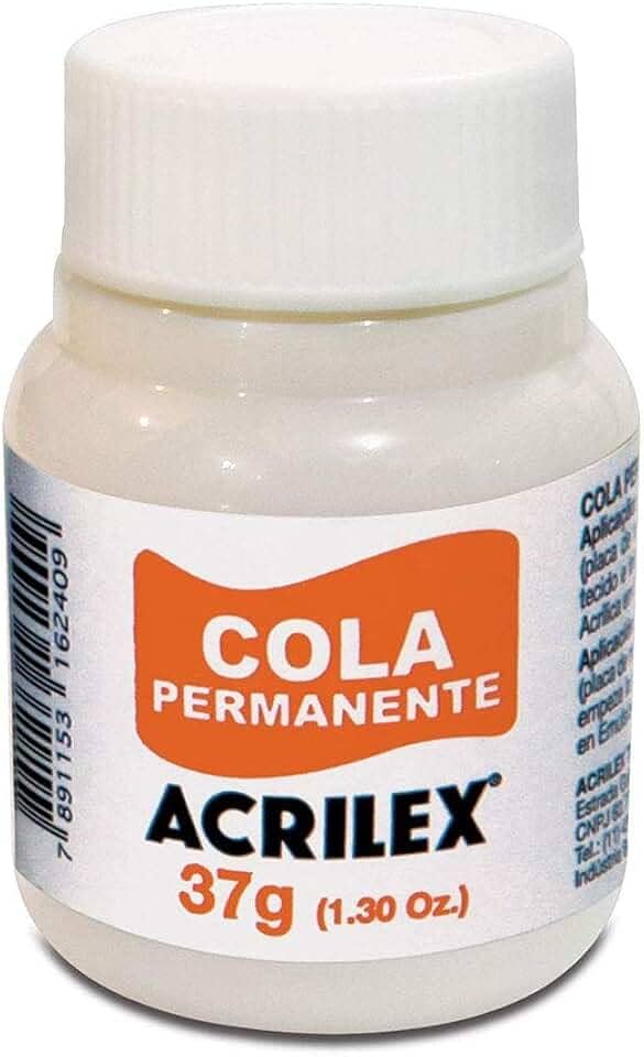 Cola Permanente Para Tecido, Acrilex, Pote de 37 Gramas