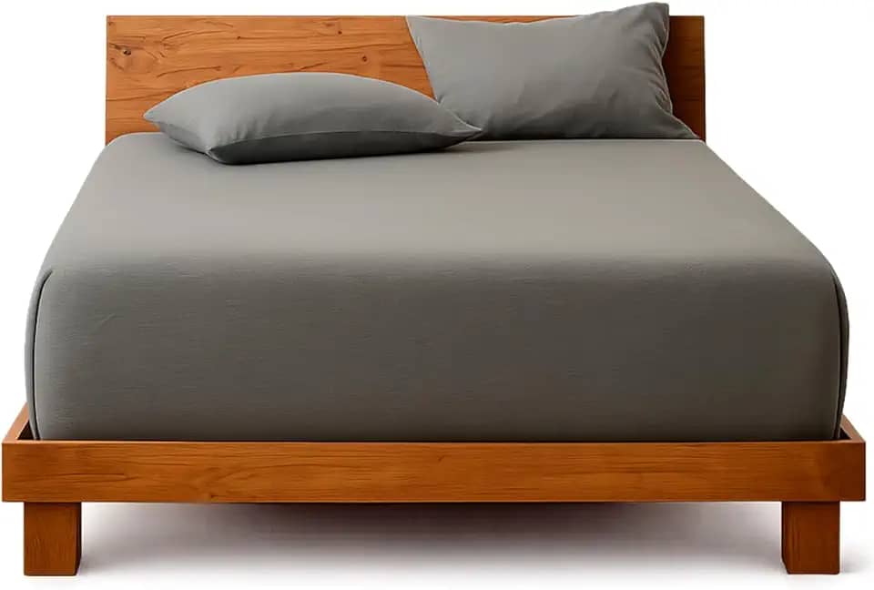 Decolab Jogo de Lençol 100% Algodão Premium Extra Macio - Roupa De Cama Antiácaro, Inclui Lençol Com Elástico (Forro) E Fronhas (Cinza-escuro, Queen Simples)