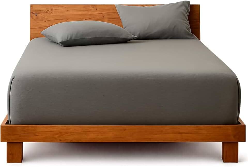 Decolab Jogo de Lençol 100% Algodão Premium Extra Macio - Roupa De Cama Antiácaro, Inclui Lençol Com Elástico (Forro) E Fronhas (Cinza-escuro, Queen Simples)