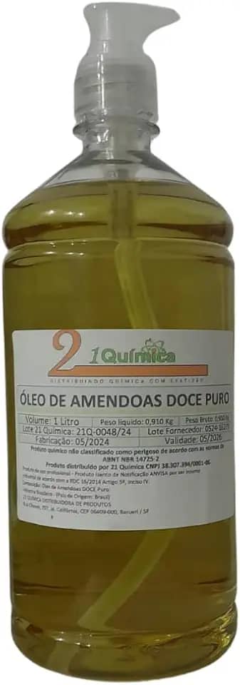 Óleo de Amêndoas Doce 100% Puro 1 Litro Hidratação Natural para Pele e Cabelos