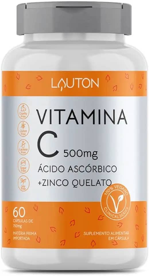 Vitamina C 500mg + Zinco 7mg 60 Cps Vegano | Lauton