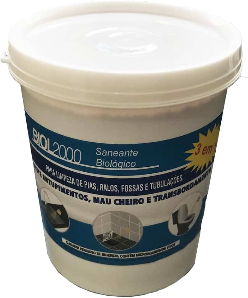 Biol2000 Remove Gorduras, Óleo e Graxa, Limpa Completamente seu Sistema de Fossa Séptica, Sumidouros, Caixa de Gordura, Ralos e Tubulação - Pote 500g