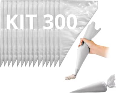 Kit 300 Sacos Manga De Confeitar Descartáveis 36x22cm Plástico Reforçado Livre De BPA