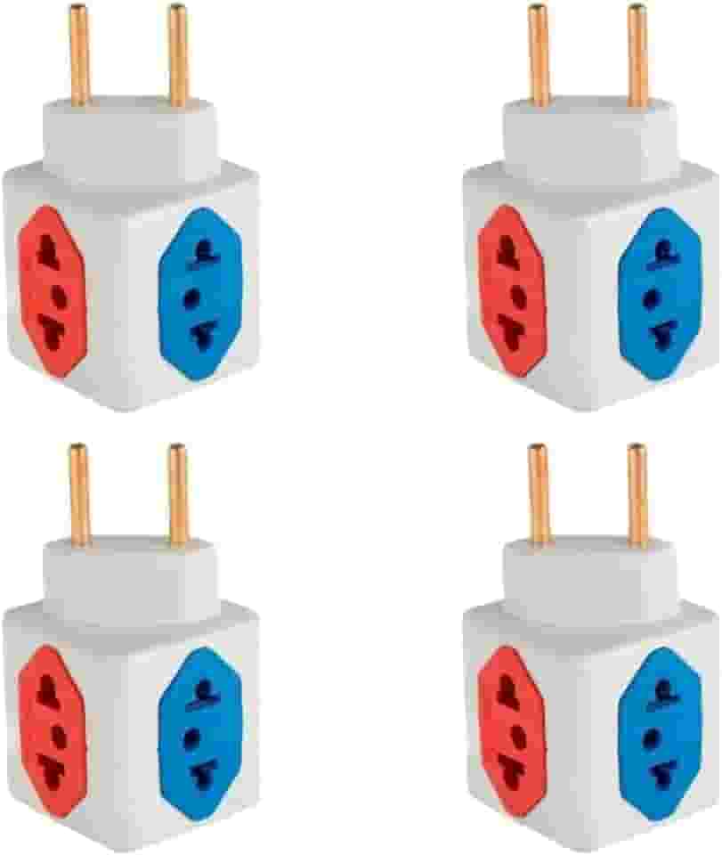 KIT Com 4 Adaptadores Benjamim Cubo 3D Com 3 Entradas de Tomada 10 Amperes E 1 Entrada de Tomada 20 Amperes CORES SORTIDAS Plug Padrão Novo 3 Pinos Resistente PREMIUM