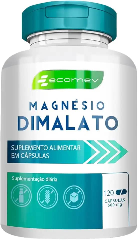 1Un Magnesio Dimalato 100% Puro 120Cáps Importado Maxima Absorção Ecomev
