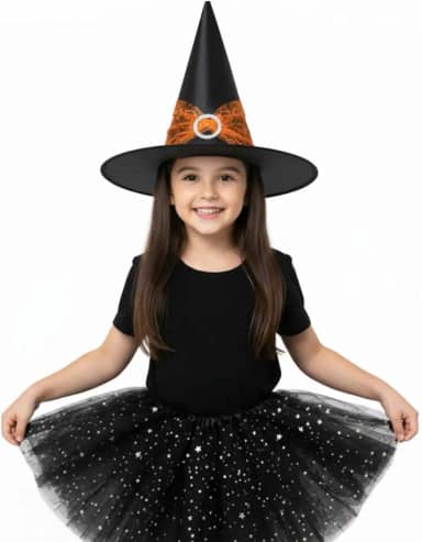 Fantasia Infantil Halloween Saia com led + Chapeu de bruxa