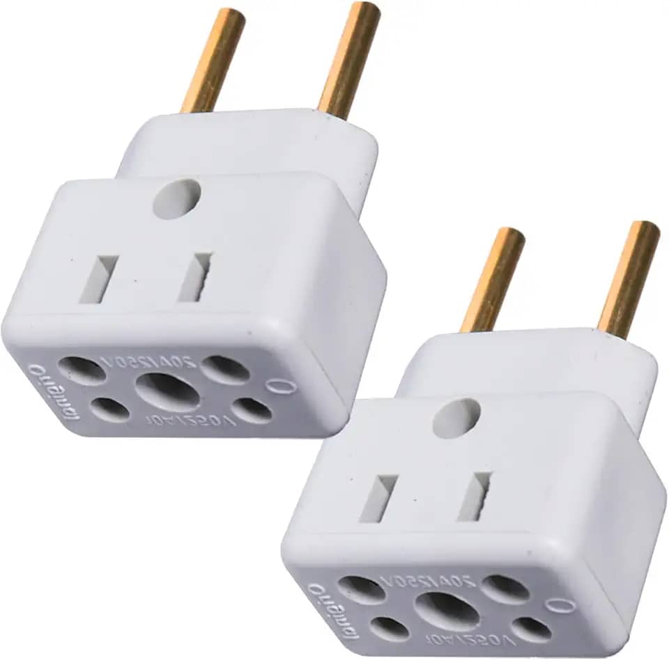 Jogo 2x Adaptadores Pino Grosso 20A para 10A | Solução Dupla para Air Fryer, Secador e Micro-ondas | Conversor 3 Pinos para 2 Pinos