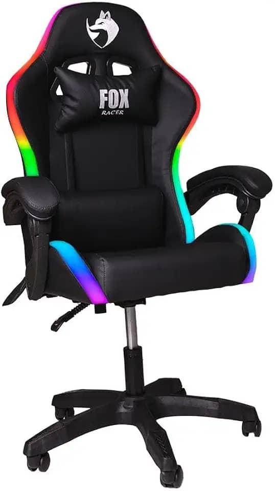 Cadeira Gamer Fox Racer Nordic Rgb Encosto Ajustavel Preto Até 120kg