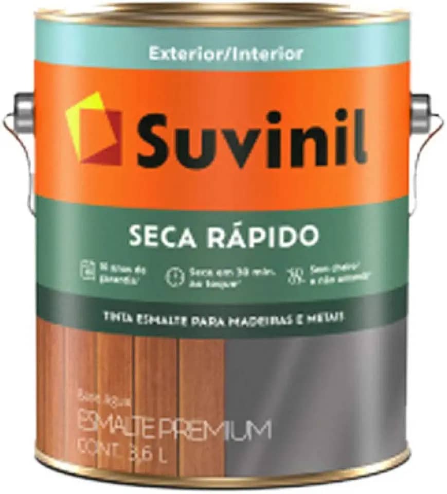 Tinta Suvinil para madeiras e metais esmalte brilhante seca rapido 3,6L - Platina - 53699428