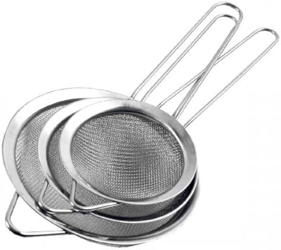 Kit 3 Peneiras em Inox para Coar Sucos e Líquidos