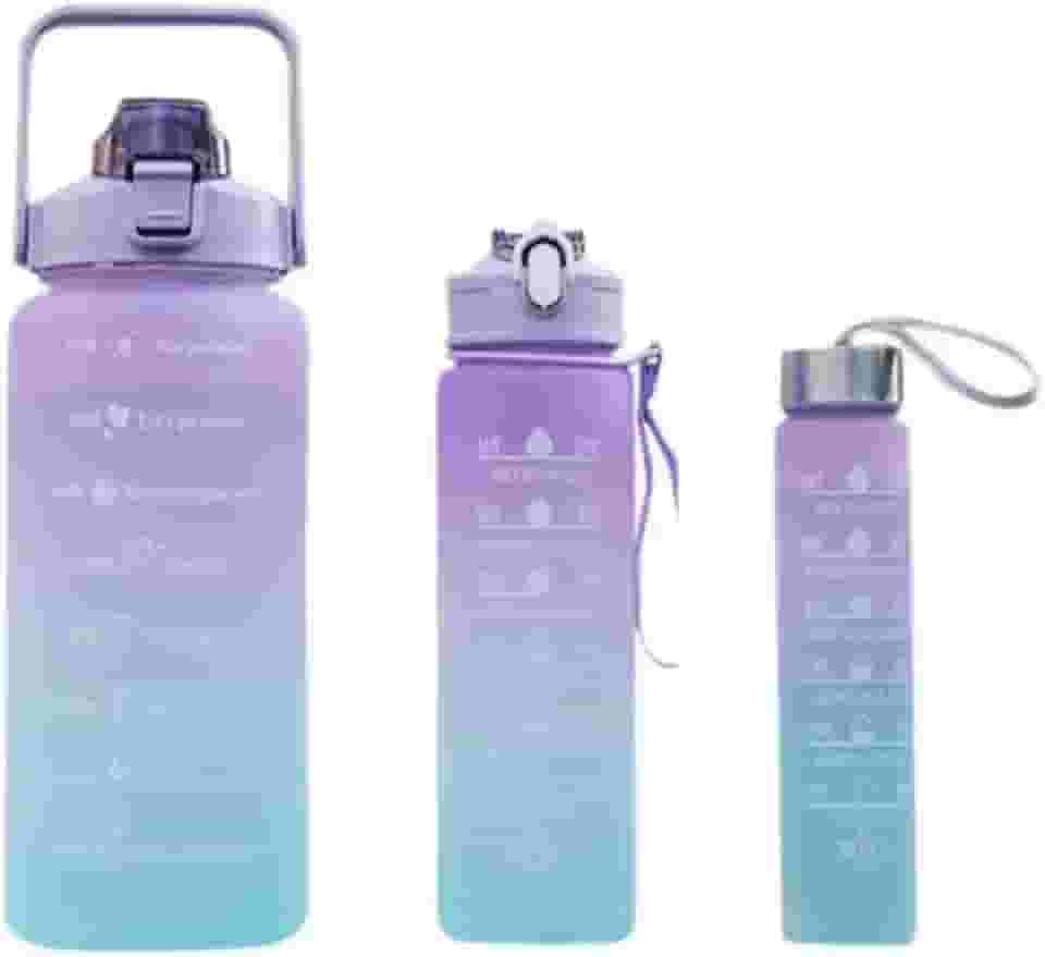 Kit 3 Garrafa De Água Squeeze Galão 2l Litros Motivacional Academia Colorida Antivazamento 3D Tie Dye Frases Português (cores variadas)