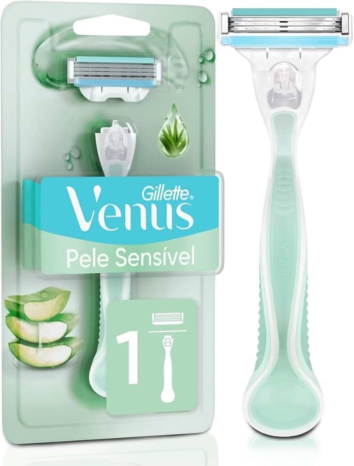 Gillette Venus Pele Sensível Aparelho de Depilar Recarregável com Aloe Vera, 1 Unidade