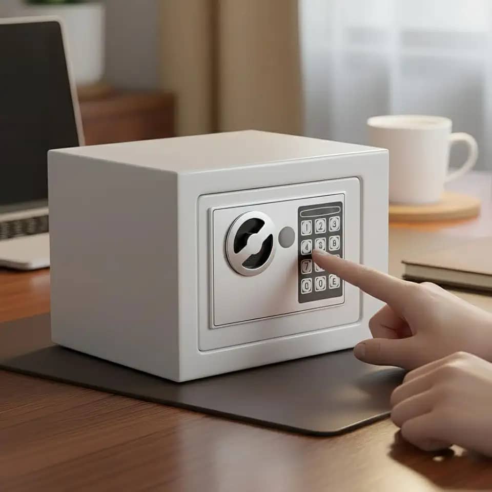 Cofre Eletrônico Teclado Digital + 2 Chaves Segurança Máxima (Branco)