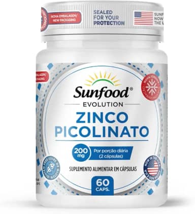 ZINCO PICOLINATO 200MG 60 CAPSULAS SUNFOOD EVOLUTION