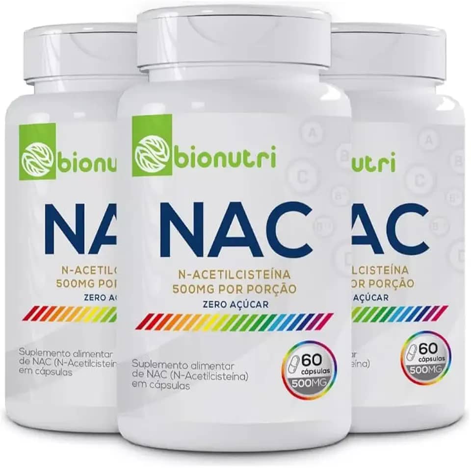 Kit 3x Nac N-Acetil Premium 60 Cápsulas 500mg BioNutri
