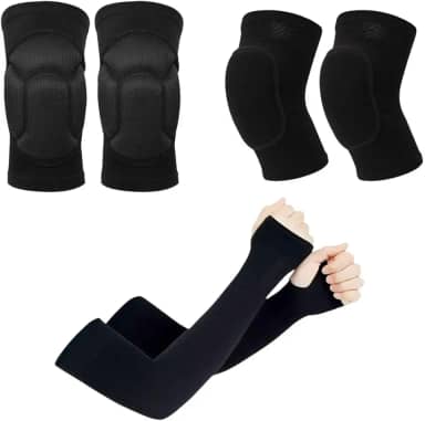 Kit Cotoveleira + Joelheira + Manguito Proteção Solar Manga Longa Anti-impacto Vôlei Futsal Handball Pares Unissex