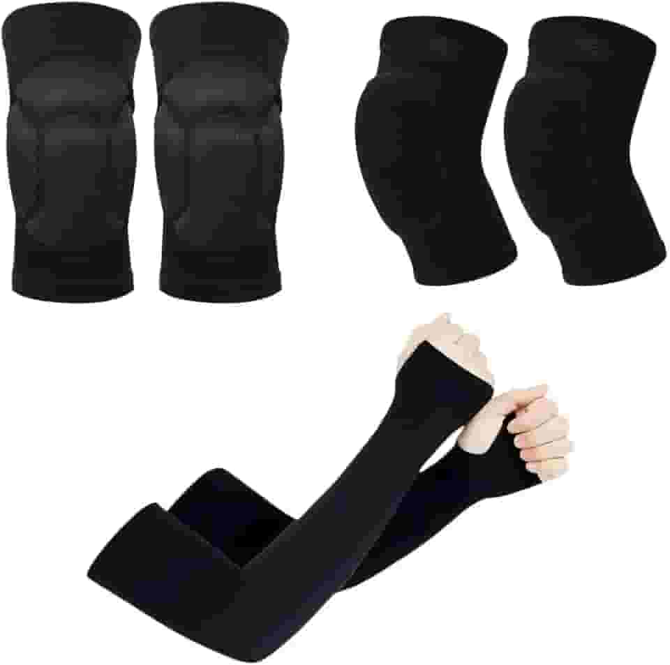 Kit Cotoveleira + Joelheira + Manguito Proteção Solar Manga Longa Anti-impacto Vôlei Futsal Handball Pares Unissex