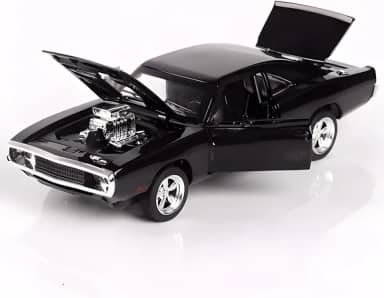 Miniatura de Carro Dodge Charger 1970 de Metal - Escala 1/32 - Miniatura de Ferro com Luz, Som, Fricção incluindo Abertura das Portas, Capô do Motor e Porta-malas