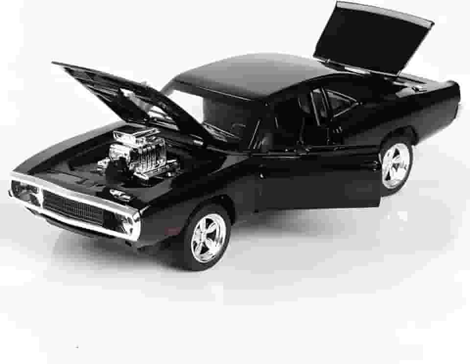 Miniatura de Carro Dodge Charger 1970 de Metal - Escala 1/32 - Miniatura de Ferro com Luz, Som, Fricção incluindo Abertura das Portas, Capô do Motor e Porta-malas