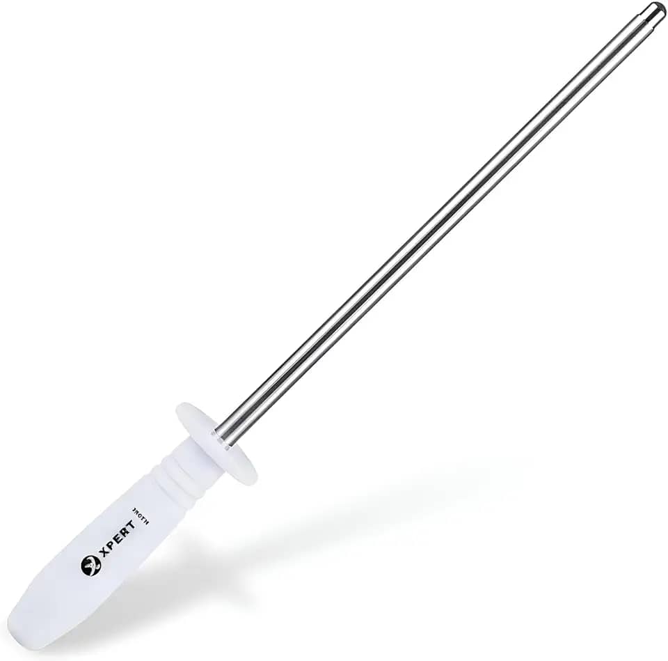 Chaira 8’’ em Aço Inox – Realinha Facas com Precisão, Afiador, Amolador, Cabo Ergonômico Antideslizante e Alta Durabilidade