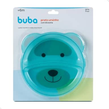 Buba Prato Ursinho Com Divisória Azul