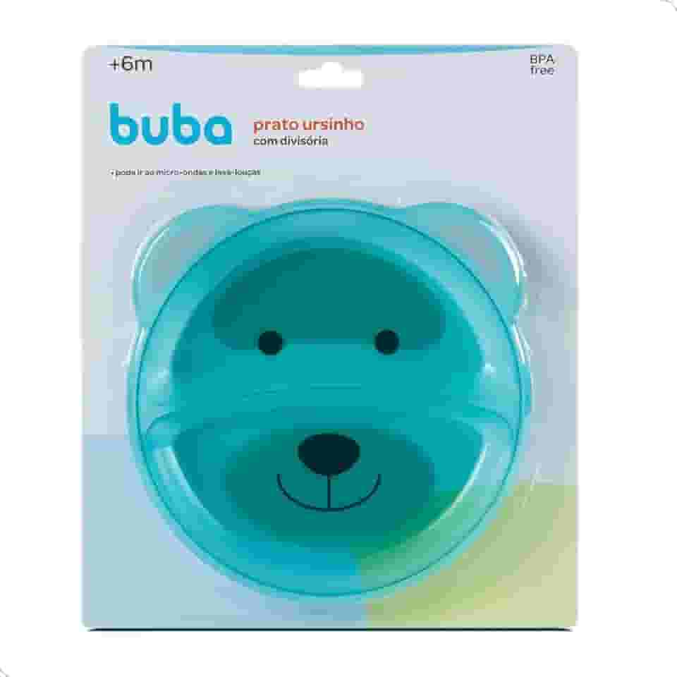 Buba Prato Ursinho Com Divisória Azul
