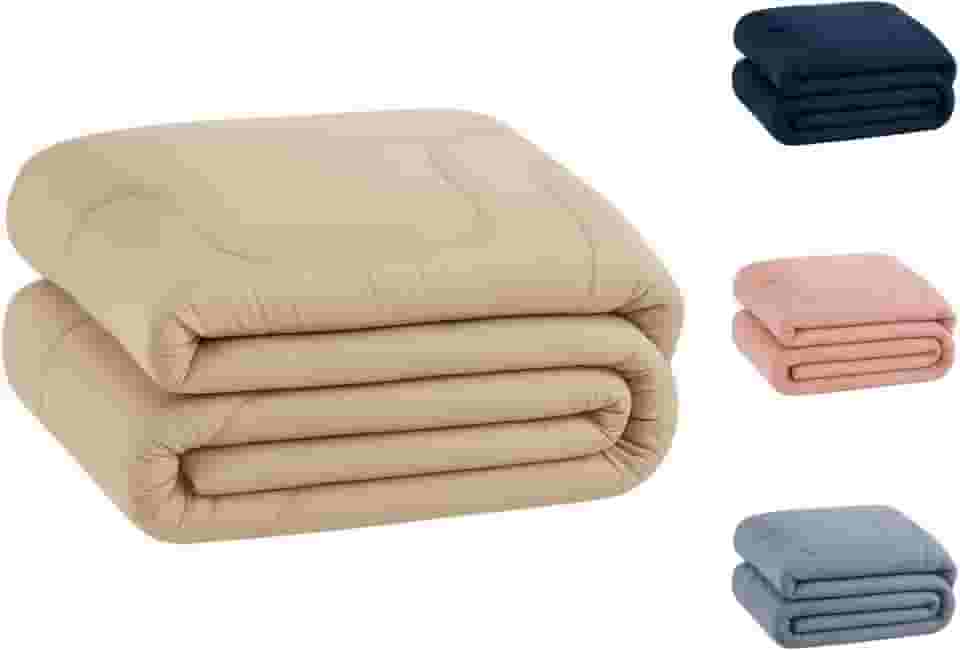 Edredom Percal 400 Fios Grosso Extra Macio Dupla Face Cobertor (Bege, King)