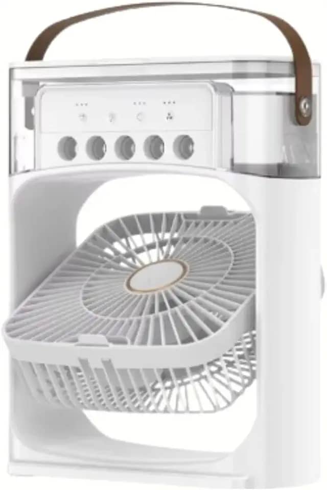 Mini Climatizador e Umidificador Portátil USB 3 em 1 | Ventilador de Mesa Pessoal Silencioso com Luz Noturna LED para Casa, Escritório e Viagem