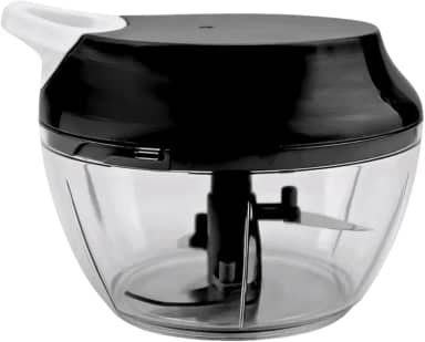 Processador de Alimentos Grande 500ml Triturador Com Três lâminas Em Inox Manual Acionamento Por Corda Retrátil (Preto)