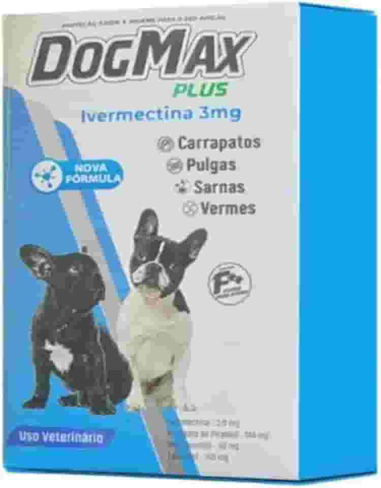 DogMax Plus - Ação 4 em 1 - Remédio para pulgas, carrapatos, vermes e sarna 4 Comprimidos 15kg