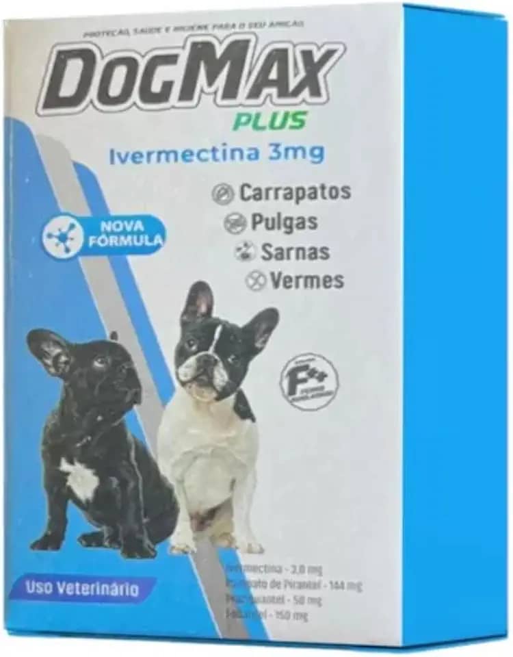 DogMax Plus - Ação 4 em 1 - Remédio para pulgas, carrapatos, vermes e sarna 4 Comprimidos 15kg