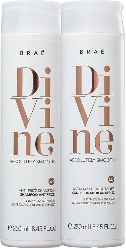 Kit Shampoo e Condicionador Braé Divine 250ml - Profissional Anti-Frizz, Maciez e Brilho Intenso - Kit Hidratação Cabelo de Salão