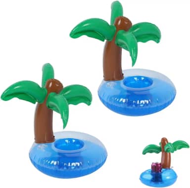 Pacote com 2 suportes infláveis para garrafas, porta-copos para piscinas, copos infláveis para bebidas, porta-copos infláveis para festa na praia, festas na piscina de família