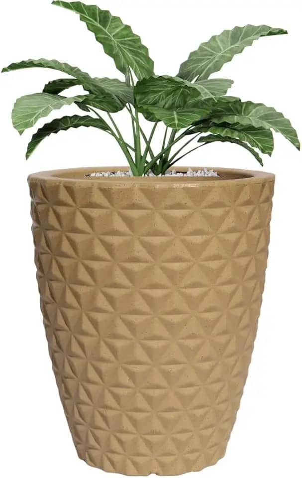 Vaso Grande P/plantas Coluna Diamante Polietileno Jardim (Bege)