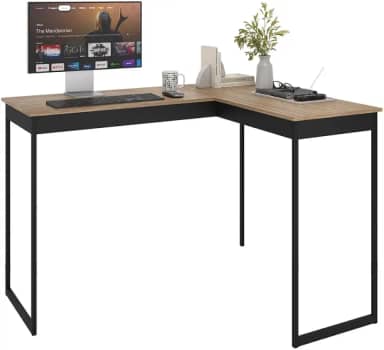 Escrivaninha Mesa de Canto Escritório Home Office L 110cm Apoio Industrial Preto Tampo Laminado Pier
