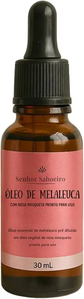 Óleo de Rosa Mosqueta Puro com Óleo Essencial de Melaleuca Pronto para Uso Corporal - Clareador, Reduz Celulites, Estrias Acnes - 30 mL
