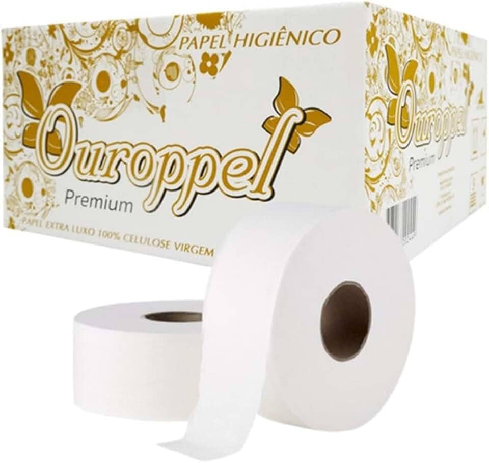Papel Higiênico Rolão Folha Dupla Luxo Para Empresas Caixa 8 Rolos x 250 metros