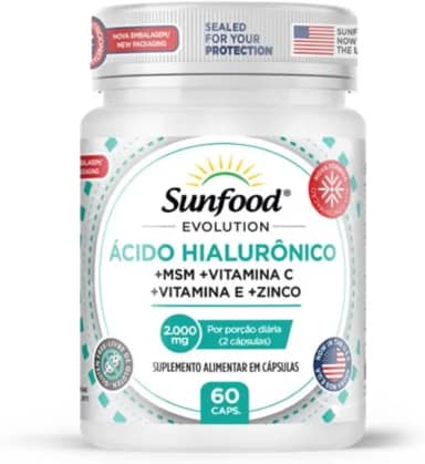 ÁCIDO HIALURÔNICO 2.000MG 60 CAPSULAS SUNFOOD EVOLUTION