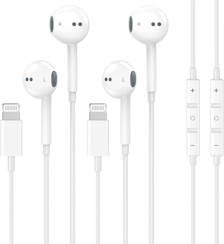 Pacote com 2 fones de ouvido com fio para iPhone com microfone integrado e controle de volume, fones de ouvido com redução de Nosie compatíveis com iPhone 14 13 12 11 Pro Max XS XR X 8 7, compatível
