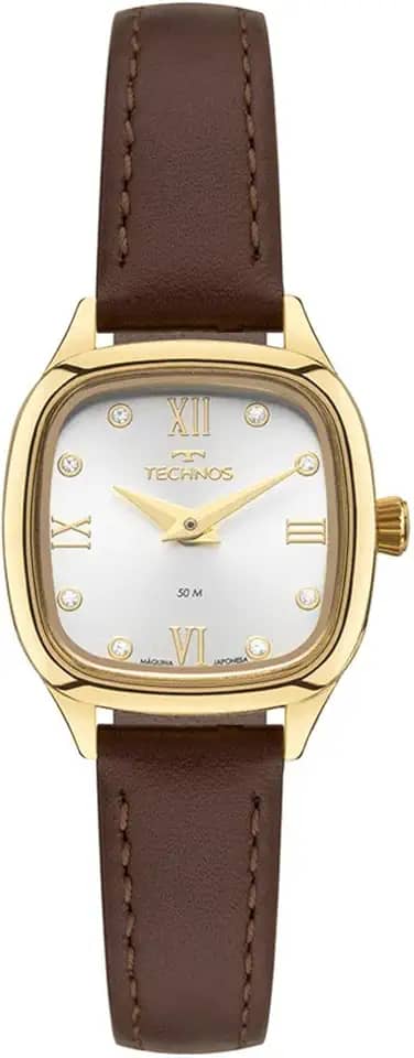 Relógio Feminino Technos 2025LUQ/0X Quadrado Minimalista Couro